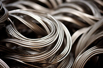 Pile of stainless steel wire for industrial background