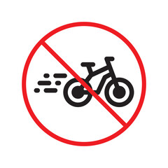 Forbidden bicycle vector icon. Warning, caution, attention, restriction, label, ban, danger. No bicycle flat sign design pictogram symbol. No bicycle icon UX UI icon