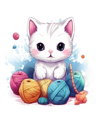 cute cat knitting yarn knit
