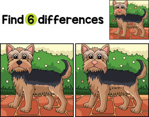 Yorkshire Terrier Dog Find The Differences - obrazy, fototapety, plakaty