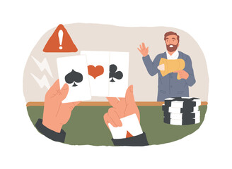 Cheating isolated concept vector illustration. Cheating in competition, unfaithful person, game cheats, casino sanctions, advantage play techniques, computer games, falsification vector concept.