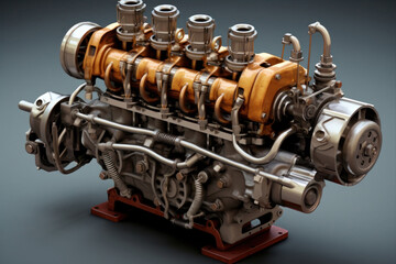 Motor internal combustion engine model illustration