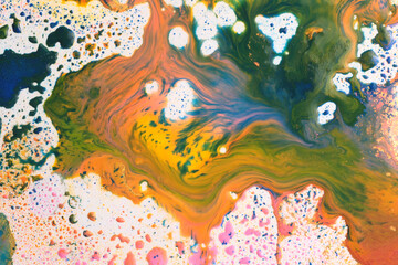 Ink Watercolor flow blot drops splash. Abstract texture color stain background.