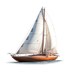 Obraz premium sailing yacht on the waves in illustration style isolated on white background