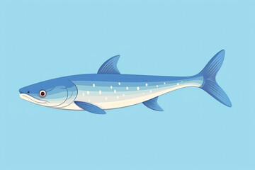 Beautiful bright sea fish, flat illustration, isolated on blue background