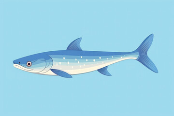 Naklejka premium Beautiful bright sea fish, flat illustration, isolated on blue background