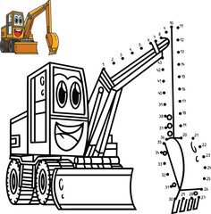 Dot to Dot Excavator Vehicle Isolated Coloring
