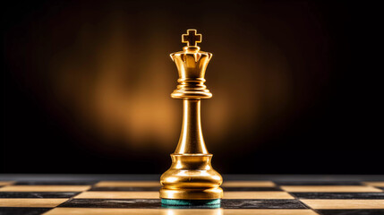 Gold chess on chess board game for business metaphor leadership concept