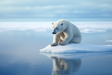 Polar bear mother and cub on the pack ice.