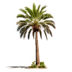 palm tree with coconuts isolated on white background