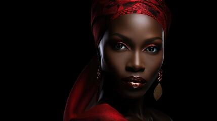 African woman wearing traditional national clothing and head wrapper. Black History Month concept....
