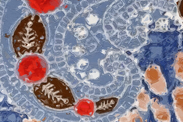 Oil painting and various flowers, roses, peonies, beautiful wedding illustrations