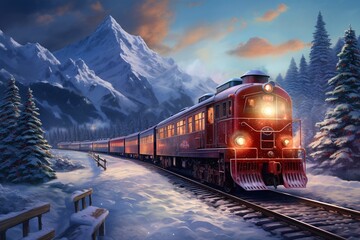 polar express train. christmas decoration - obrazy, fototapety, plakaty