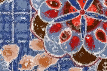 Oil painting and various flowers, roses, peonies, beautiful wedding illustrations