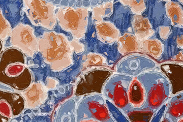 Oil painting and various flowers, roses, peonies, beautiful wedding illustrations