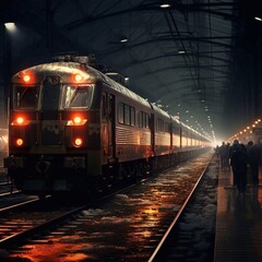 Obraz premium christmas retro train