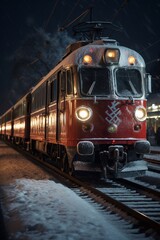 Obraz premium christmas train on winter road