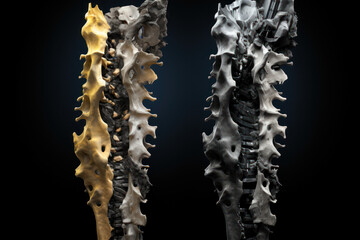 A before-and-after CT scan image showing bone density improvement around an implant. Concept of bone health and stability. Generative Ai.