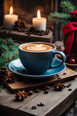 Obraz na płótnie Canvas cup of coffee with Christmas decorations