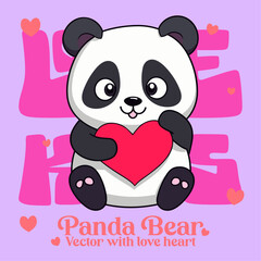 Naklejka premium Holiday Vector Art: Cute Panda Bear with Heart for Valentine’s Day Cartoon