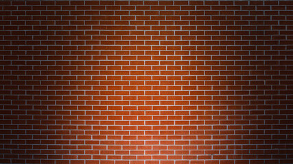 Red brick wall background. Spot light