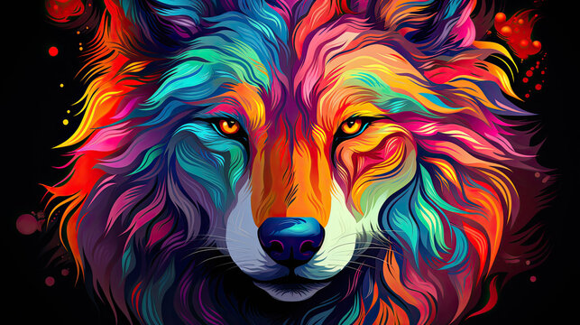 dzika natura w postaci kolorowego wilka © Bear Boy 
