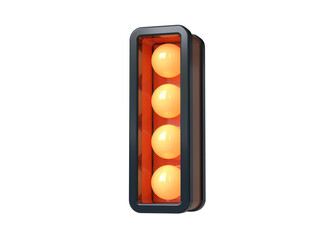 Retro light bulb marquee lettering. 3D letter I in dark blue with orange light. High quality 3D rendering.