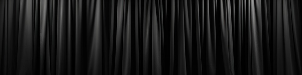 Soft black curtain, folding vertically from top to bottom, close-up