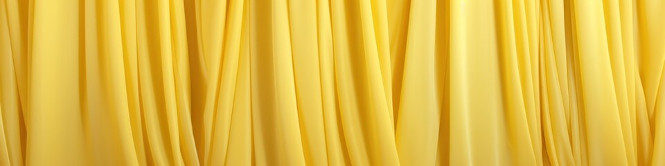 Soft yellow curtain, folding vertically from top to bottom, close-up - obrazy, fototapety, plakaty