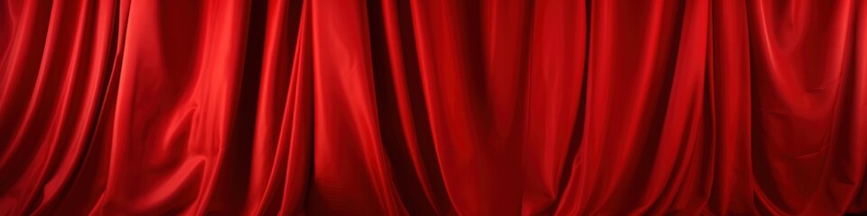 Soft red curtain, folding vertically from top to bottom, close-up - obrazy, fototapety, plakaty
