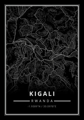 Street map art of Kigali city in Rwanda - Africa - 683062131