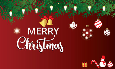 Fototapeta na wymiar Christmas banner. Christmas template and red background design with light.