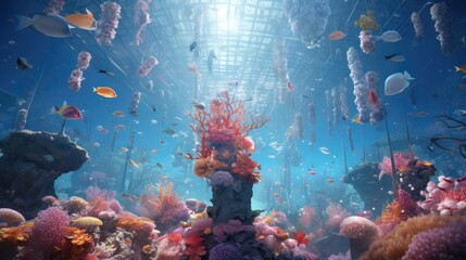 Fototapeta na wymiar Colorful Marine Wildlife in Underwater Coral Reef Environment