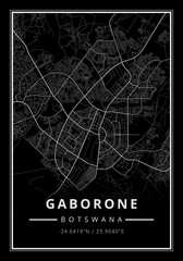 Street map art of Gaborone city in Botswana  - Africa