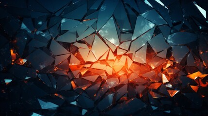 Background like broken glass in the night with reflection of fire inside