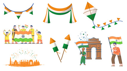  Flag of the Republic of India. Republic day. Celebration. Transparete background. Images in PNG. - obrazy, fototapety, plakaty