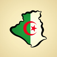 Algeria - Map colored with flag