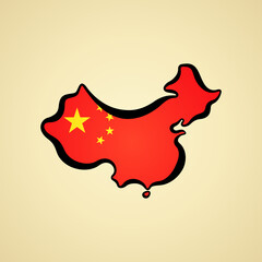 China - Map colored with flag