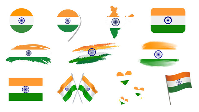 Flag of the Republic of India. Republic day. Celebration. Transparete background. Images in PNG.