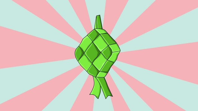 Animation of the ketupat icon with a rotating background