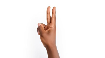 a person making a peace gesture, with hands pointing upwards against a clean white background, the essence of tranquility and positivity in the gesture.