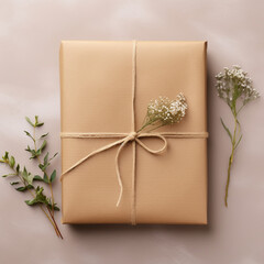 gift in eco-friendly packaging on a brown background