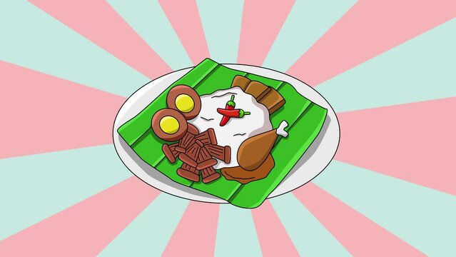 Animation of the gudeg rice icon with a rotating background