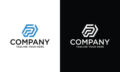 initial letter F PD blue color logo design. Tech business marketing modern vector