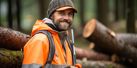 Professional Forestry Technician Leading Efforts in Fire Safety and Forest Management. - obrazy, fototapety, plakaty