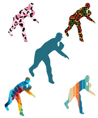 Fototapeta premium Vector set of Baseball Players Silhouettes