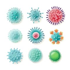 illustration images of viruses on a white background