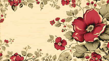 floral vintage background with red flowers