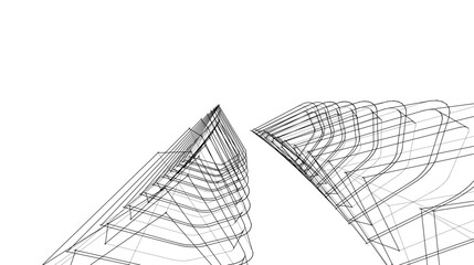 Abstract architecture vector 3d illustration