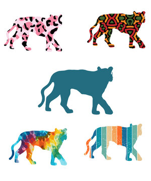 Royal Bengal Tiger Silhouettes Vector 